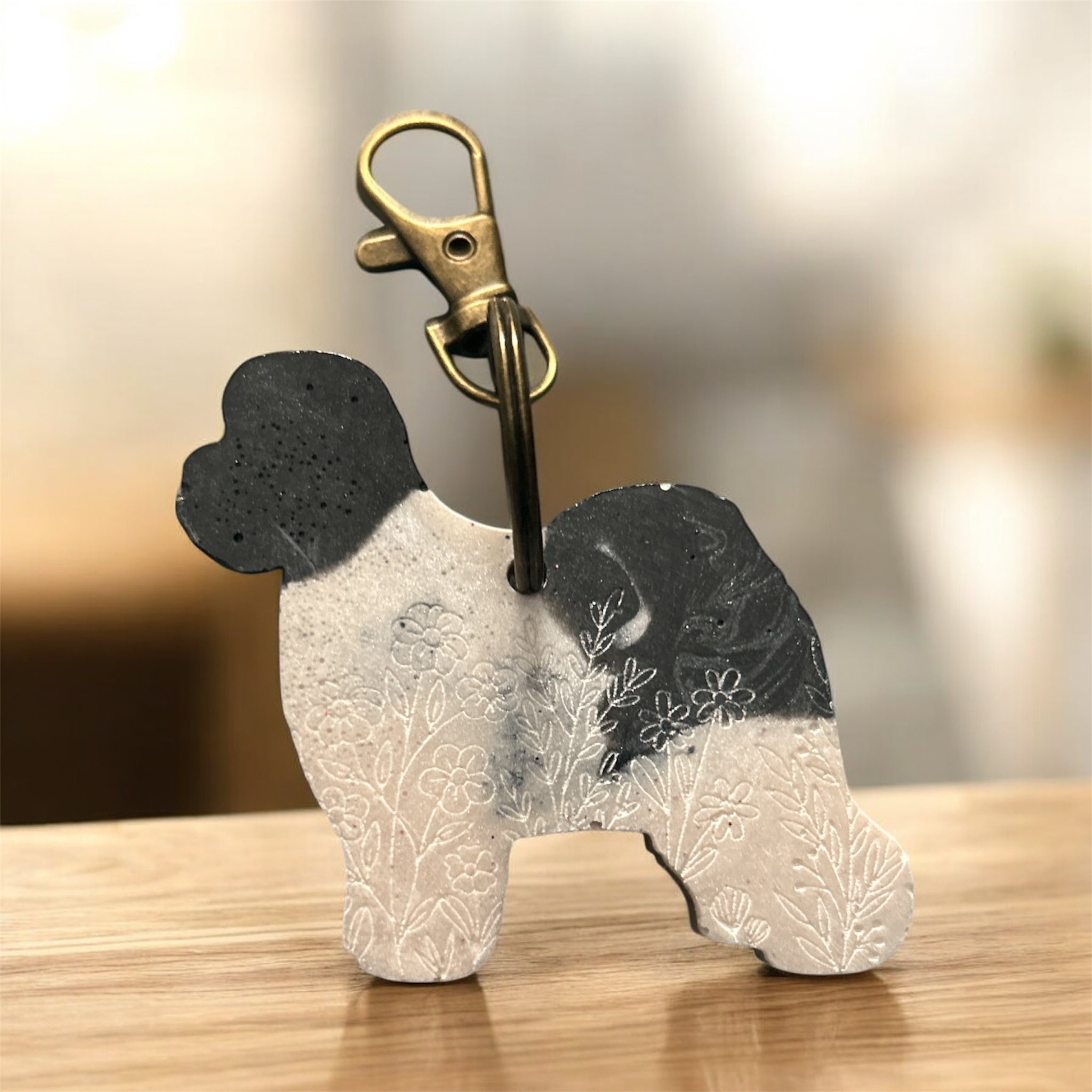 Old English Sheepdog Epoxy Resin Keychain