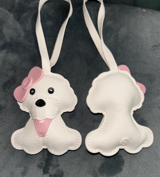 Leather Bichon Frise Keychain