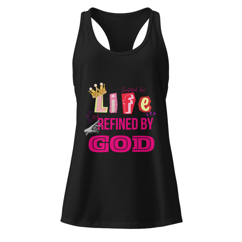 Twice the meaning| Irritated by Life/ Life Refined by God-Women’s fitted racerback tank top