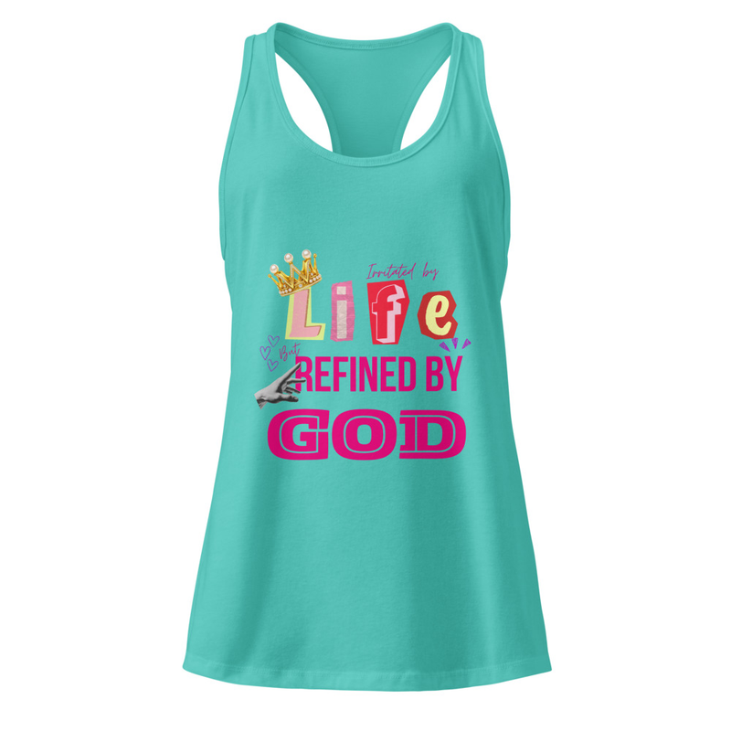 Twice the meaning| Irritated by Life/ Life Refined by God-Women’s fitted racerback tank top