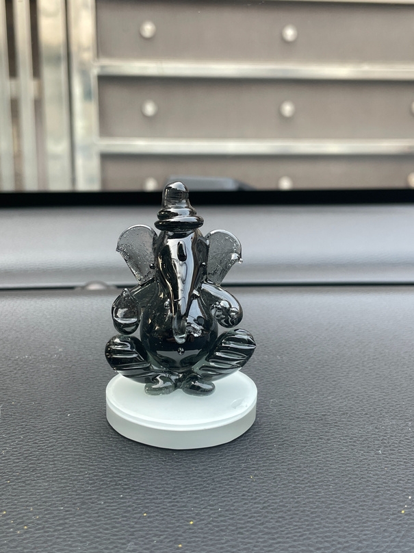 Black Glass Ganesha Idol