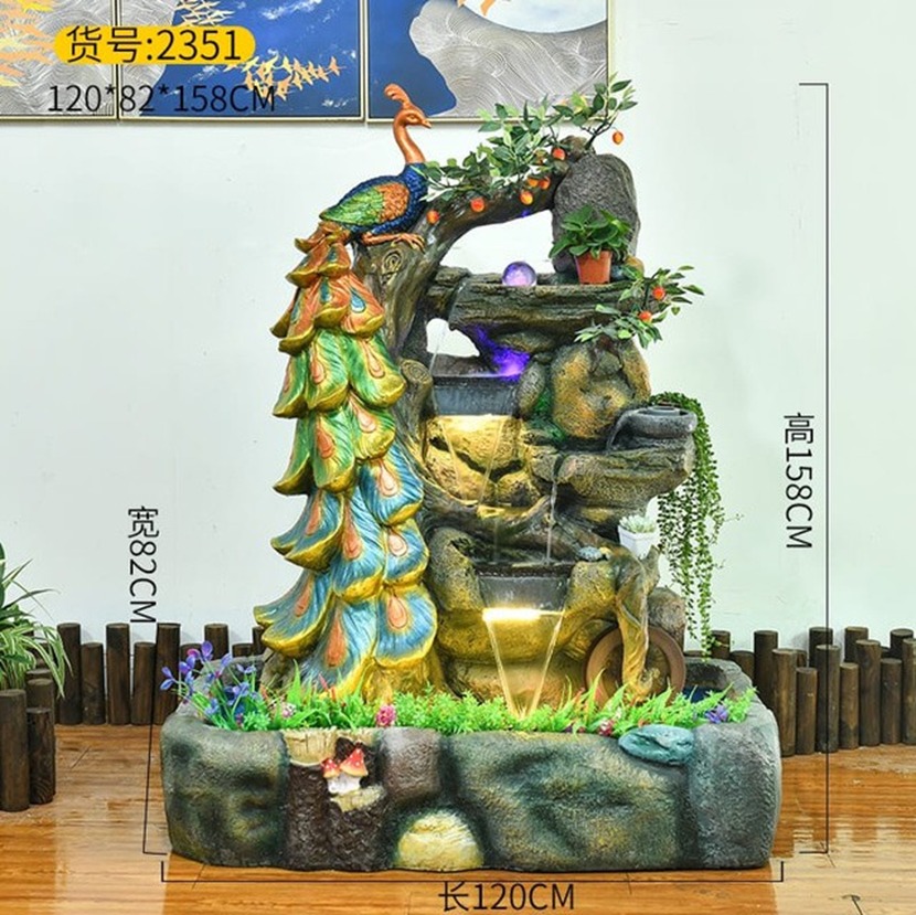 Peacock-Themed Indoor Water Fountain