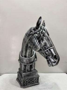 Silver Horse Head Statue