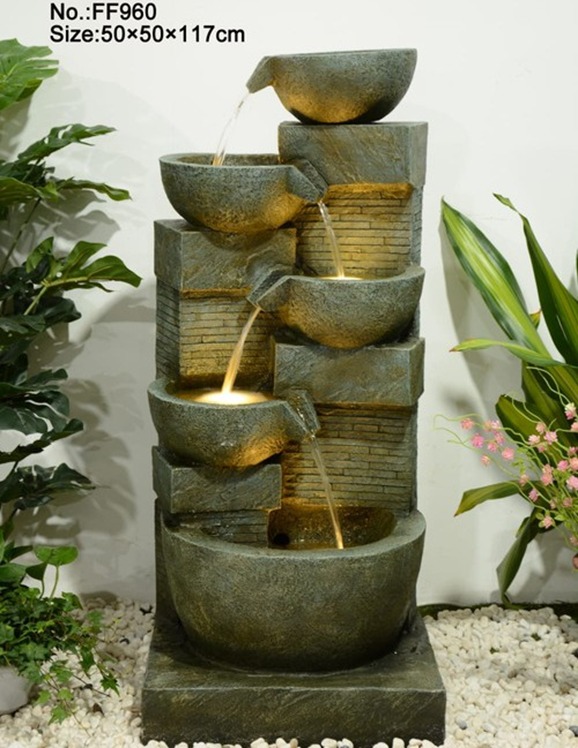 Stacked Bowl Garden Fountain