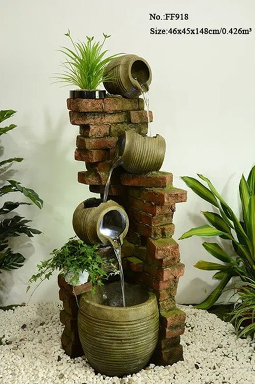 Rustic Brick and Pot Water Fountain