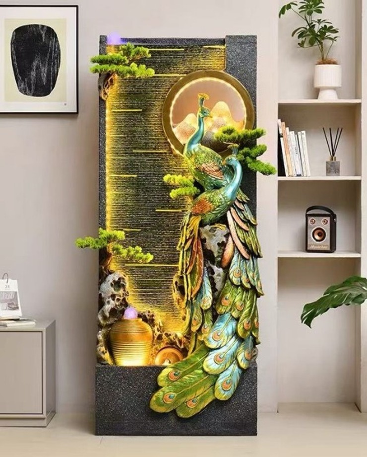 Peacock Water Fountain Decor