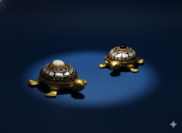 Set of Two Lucky Turtles  (Brass finish)