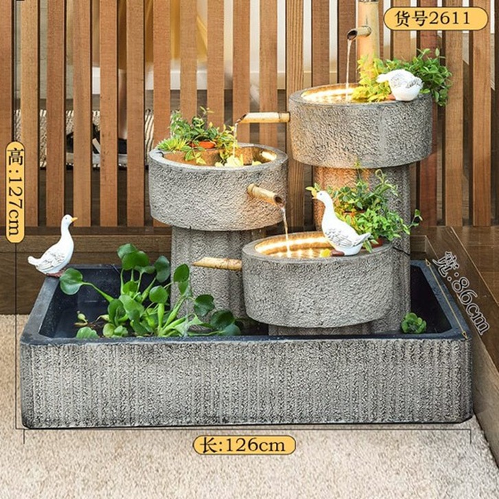 Tiered Stone Fountain with LED Lights