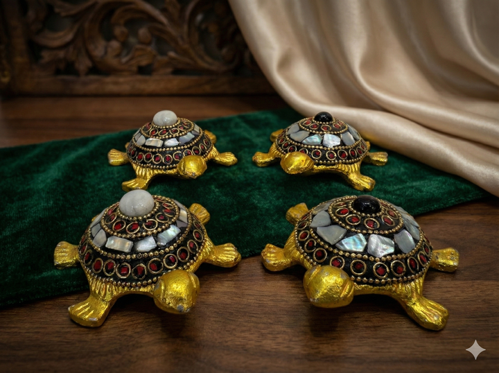 Set of Four Lucky Turtles  (Brass finish) 