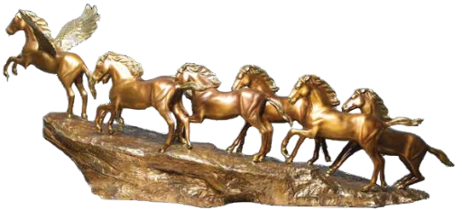 Brass Running Horses Sculpture