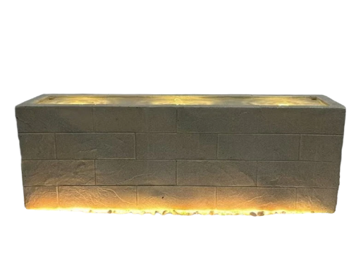 Modern Rectangular Stone Planter with LED Lighting