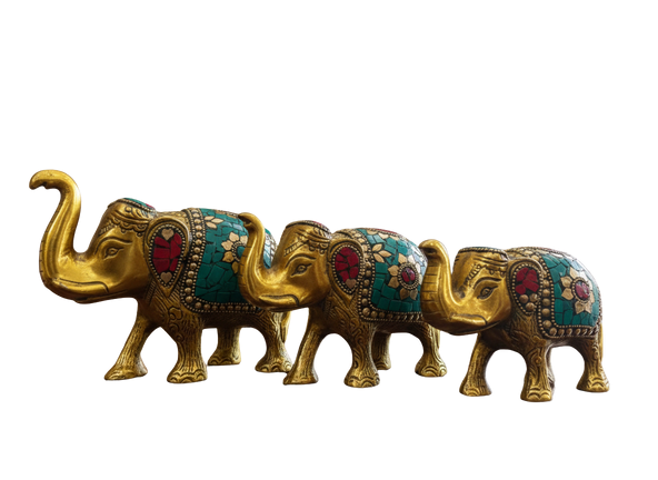 Set of three Elephants  (Brass Finish)