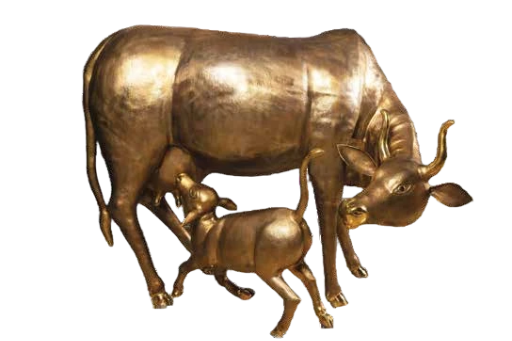 Life Size Brass Cow and Calf 
