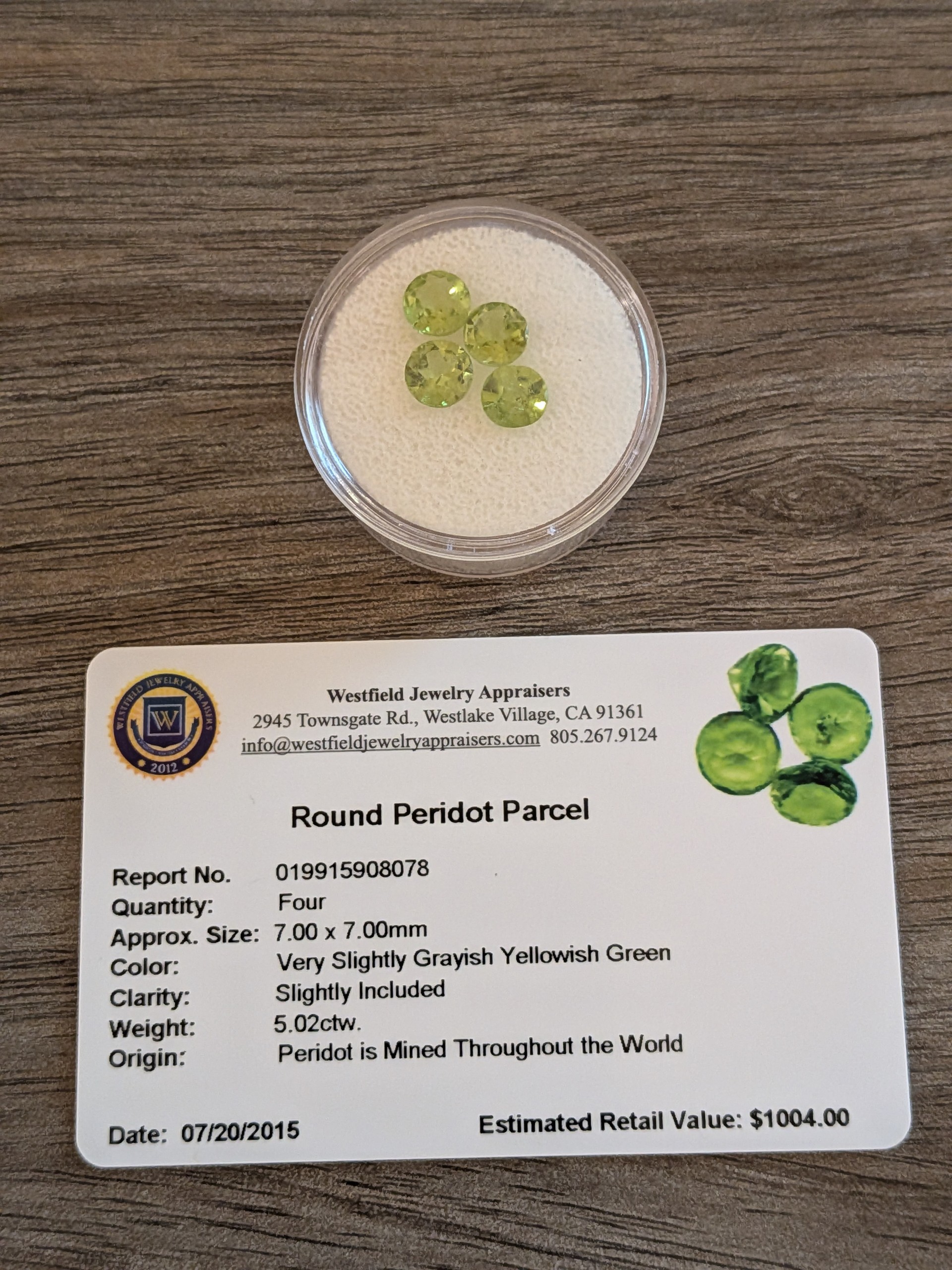 5.02 CTW Round Peridot Parcel – Certified & Appraised