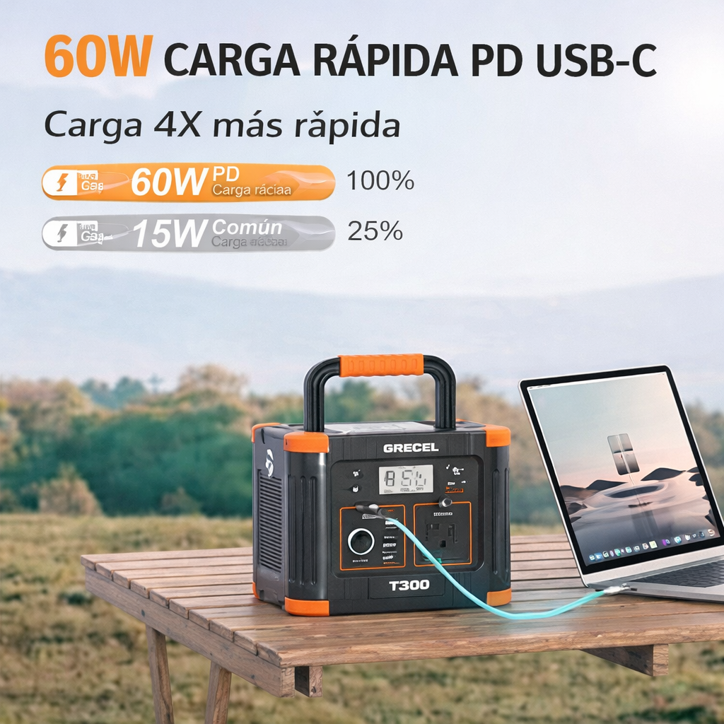 Estación de energía portátil GRECELL 300W