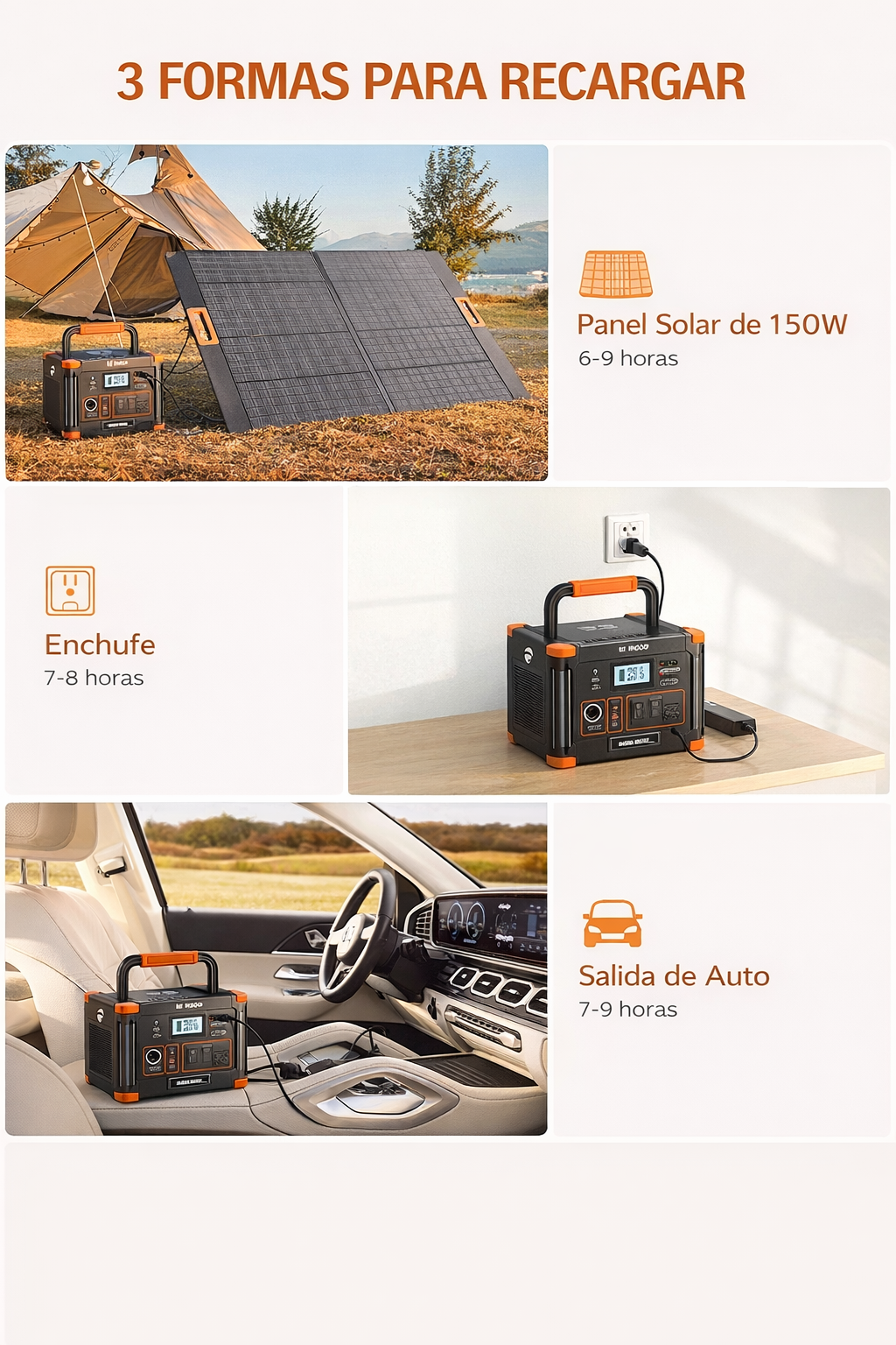 Estación de energía portátil GRECELL de 1000 W