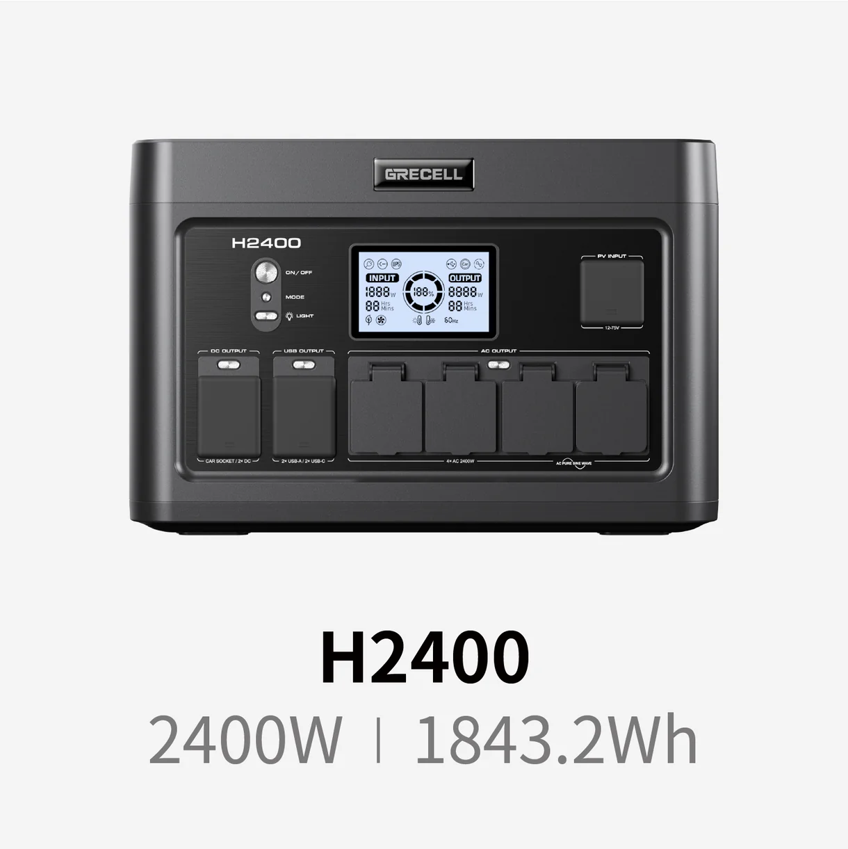 Estación de energía portátil GRECELL 2400W