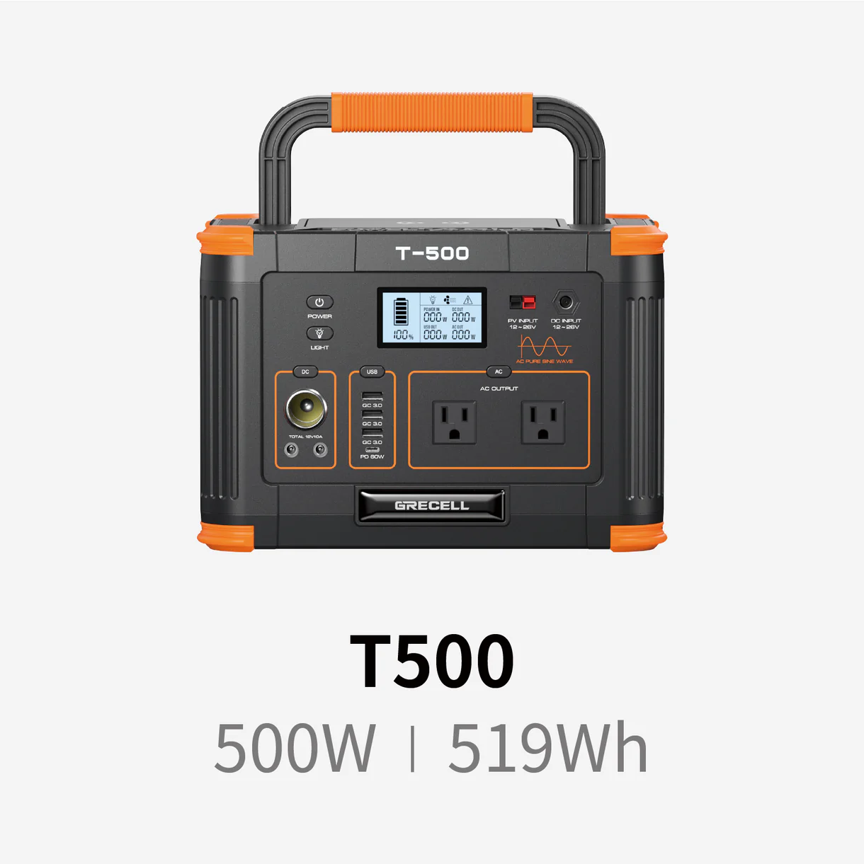 Estación de energía portátil GRECELL 500W