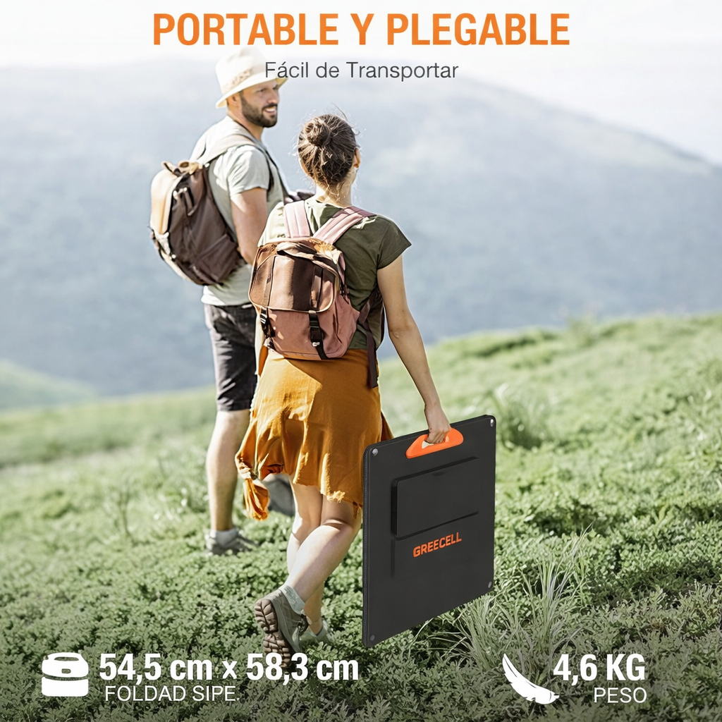 Panel solar portátil GRECELL de 200 W