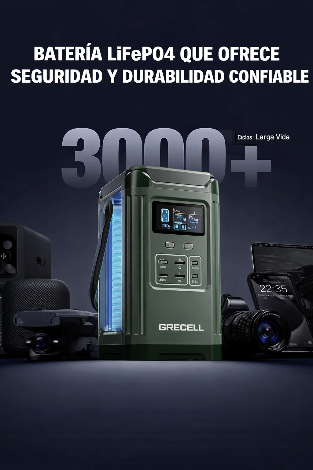 Estación de energía portátil GRECELL 240W