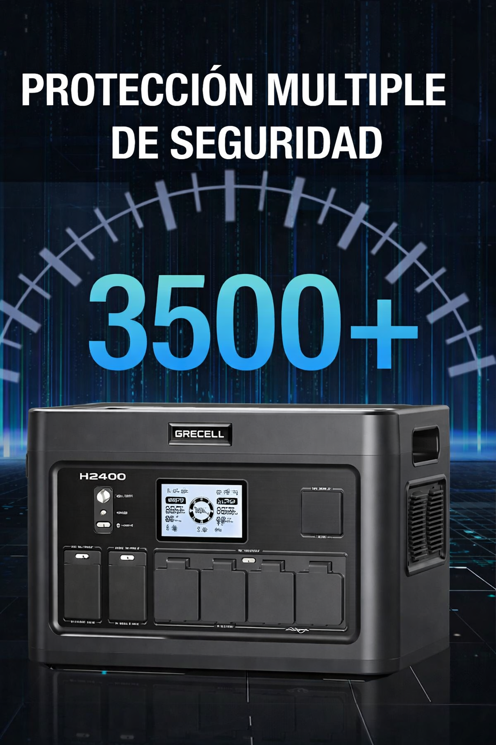 Estación de energía portátil GRECELL 2400W