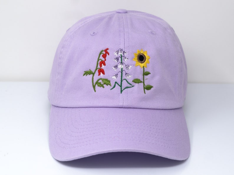 Build Your Own Flower Embroidered Baseball Cap Bright Summer Hat Customizable