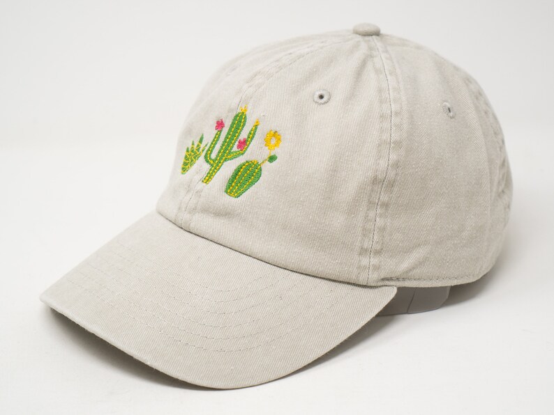 Cute Cactus Aloe Embroidered Baseball Hat, Washed Cotton Curve Brim Dad Cap Summer Hat