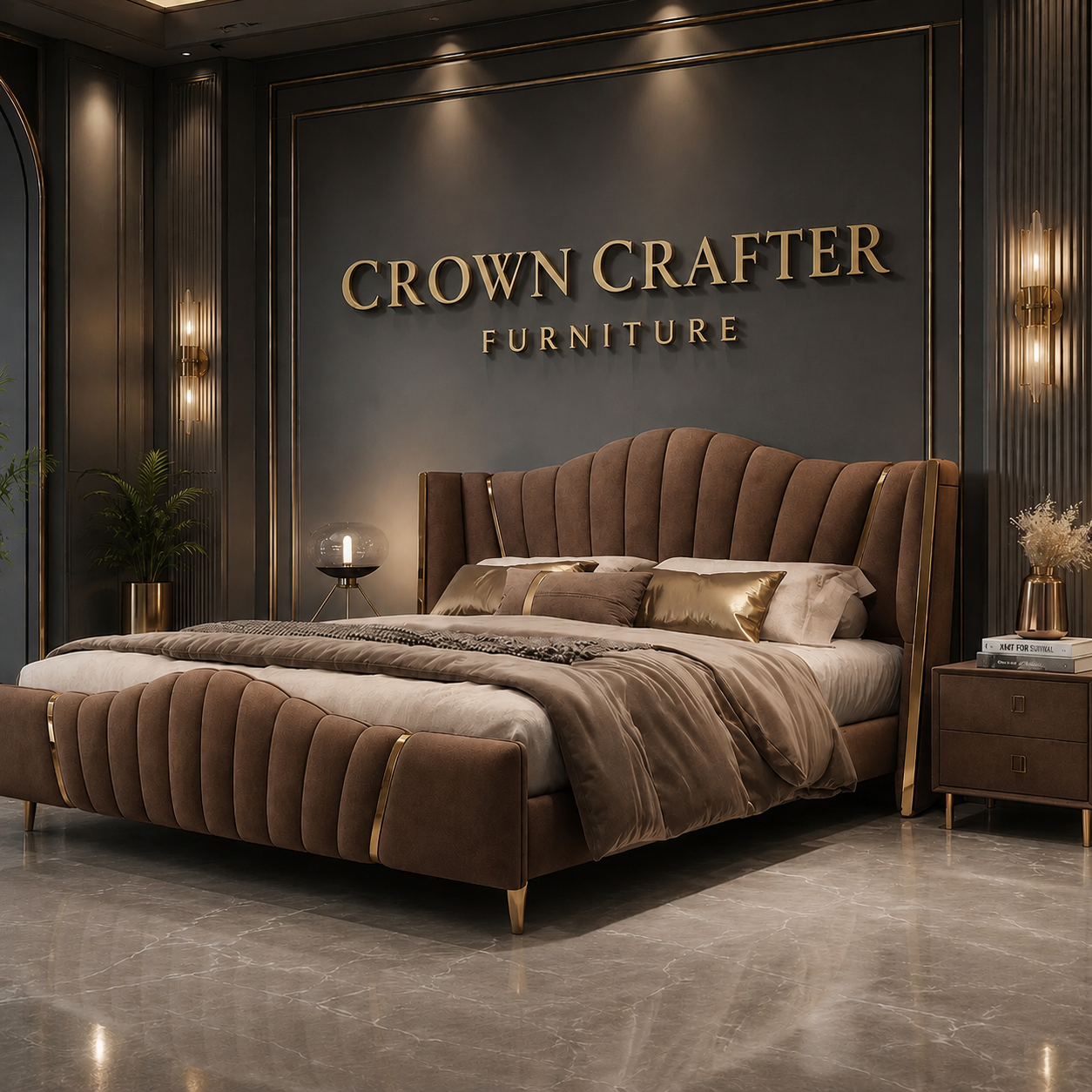 Modren Teakwood upholstered bed 