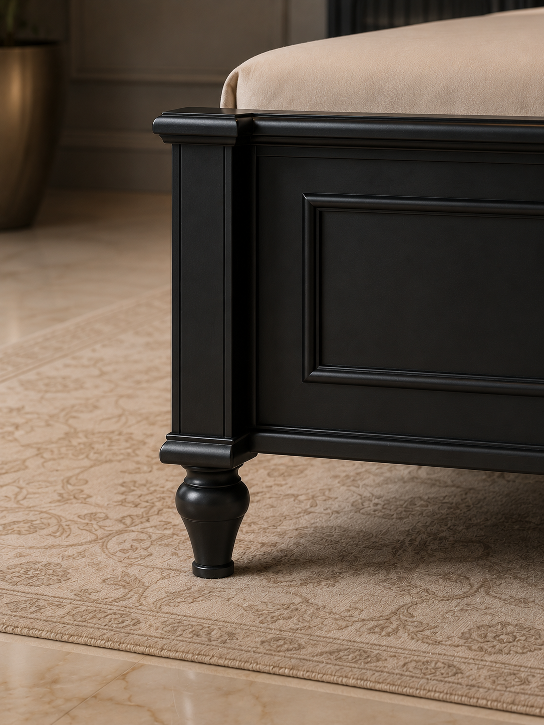 Royal Noir Upholstered Teakwood Bed