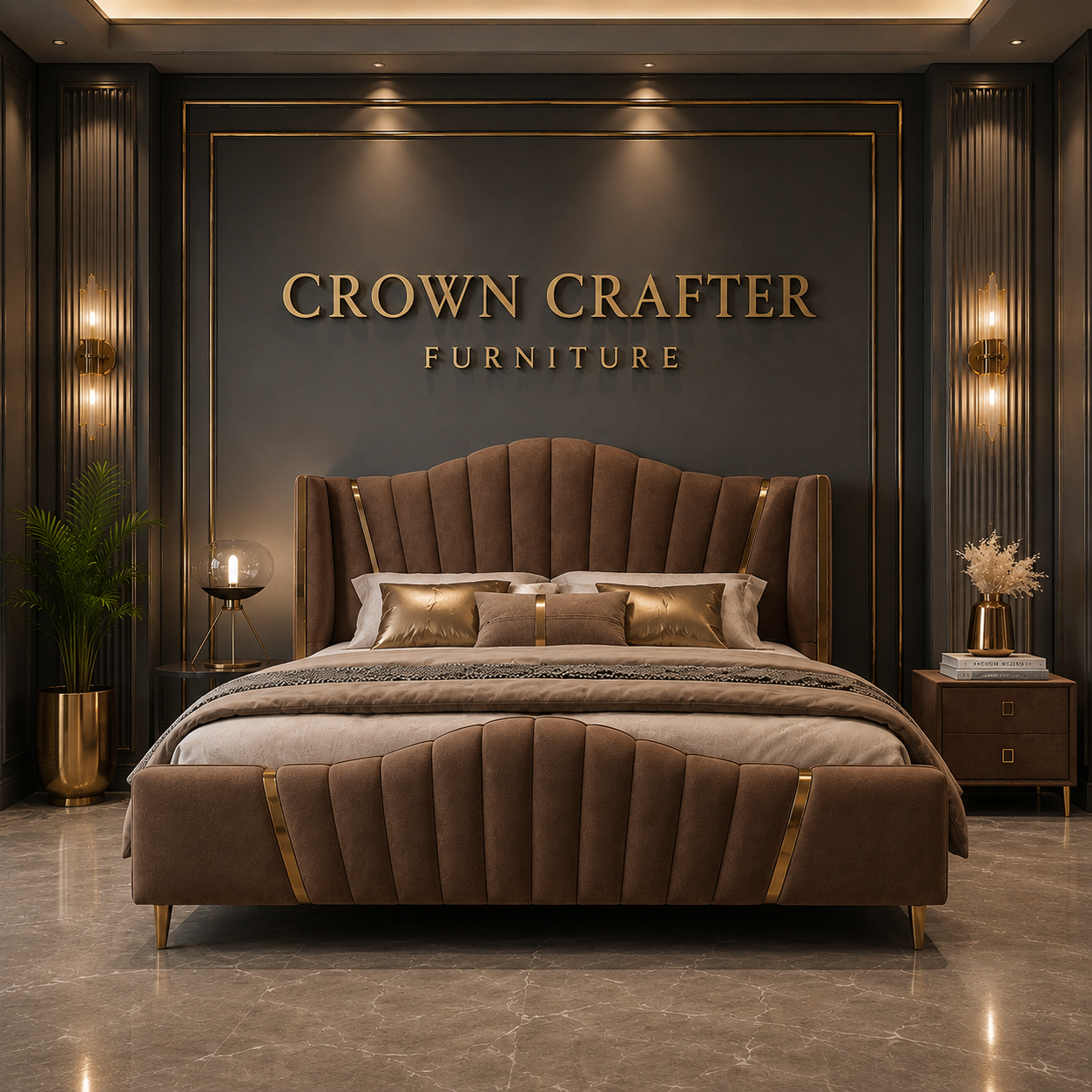 Modren Teakwood upholstered bed 