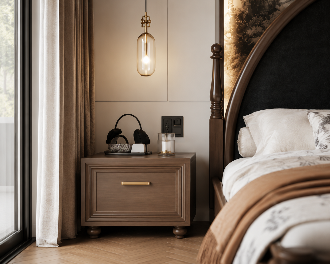 Modern Solid Teakwood Platform Bed.