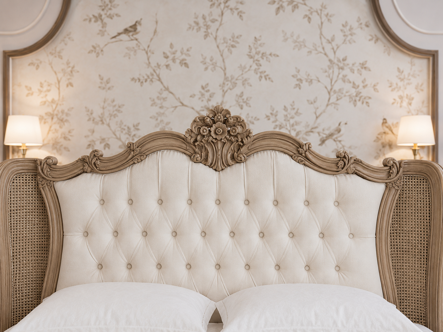 Royal Hand-Carved Luxury Upholstered Bed