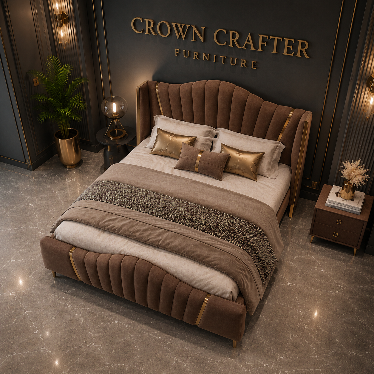 Modren Teakwood upholstered bed 