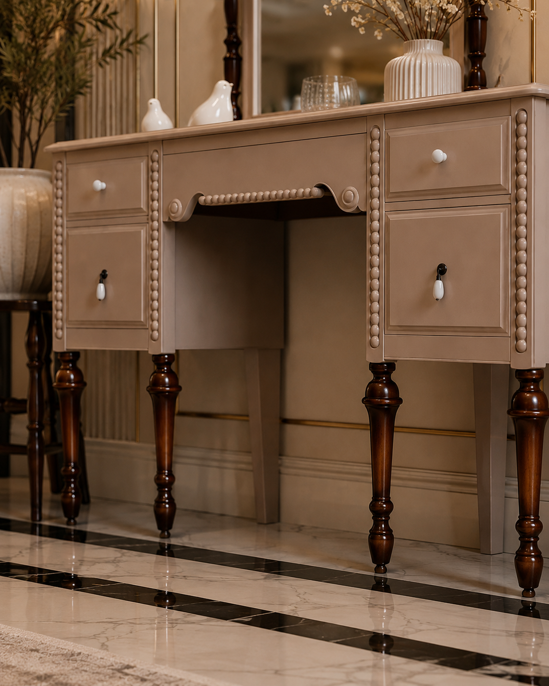 Modern Wooden Dressing Table with Mirror