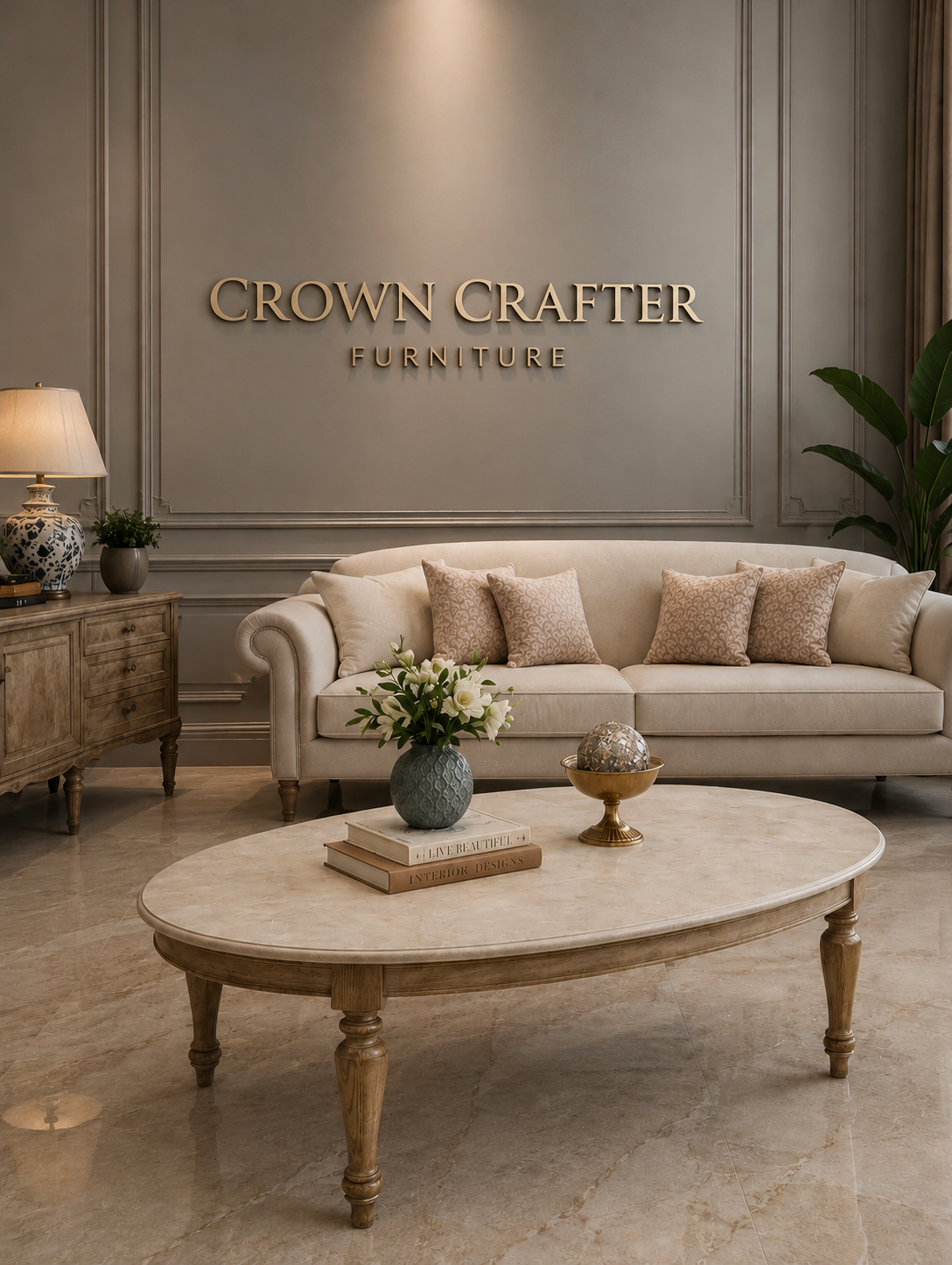 Luxury Teakwood Oval Center Table