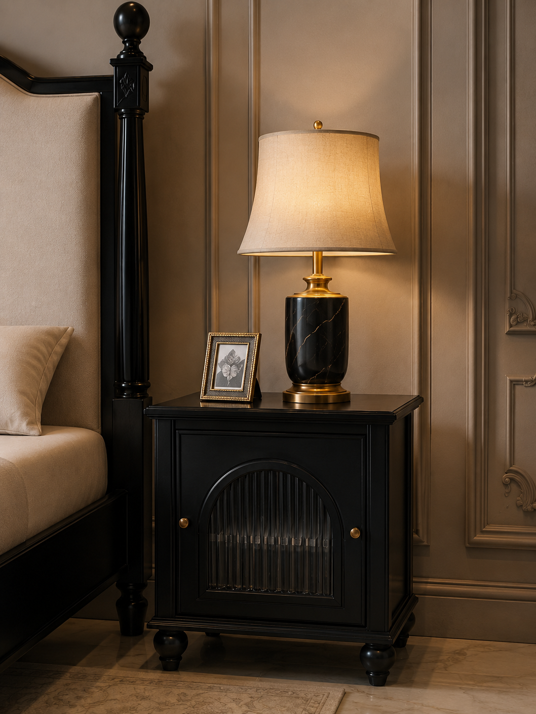 Royal Noir Upholstered Teakwood Bed