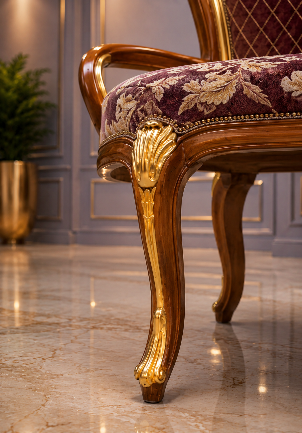 Luxury Hand-Carved Teakwood Royal Dining Chair