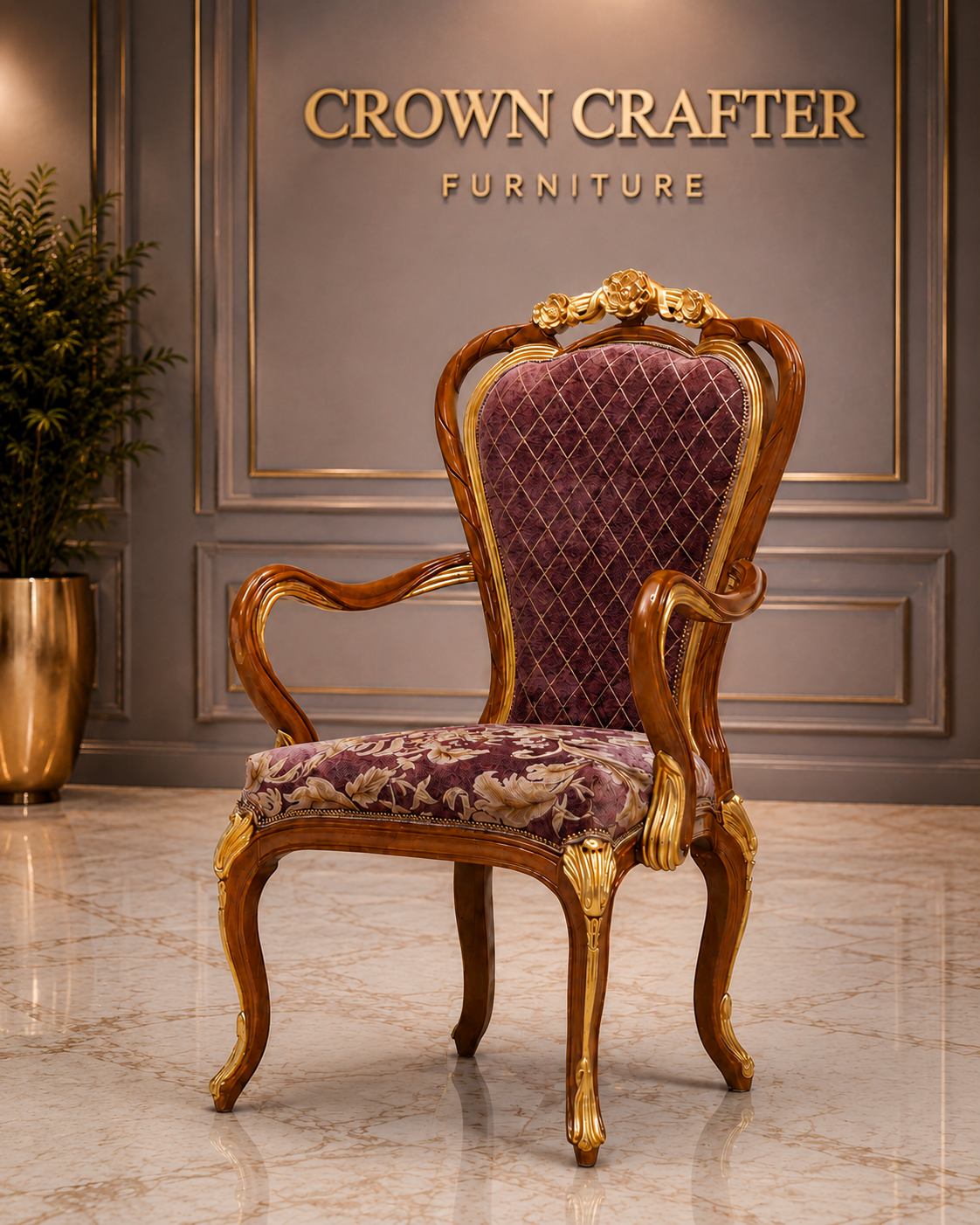 Luxury Hand-Carved Teakwood Royal Dining Chair