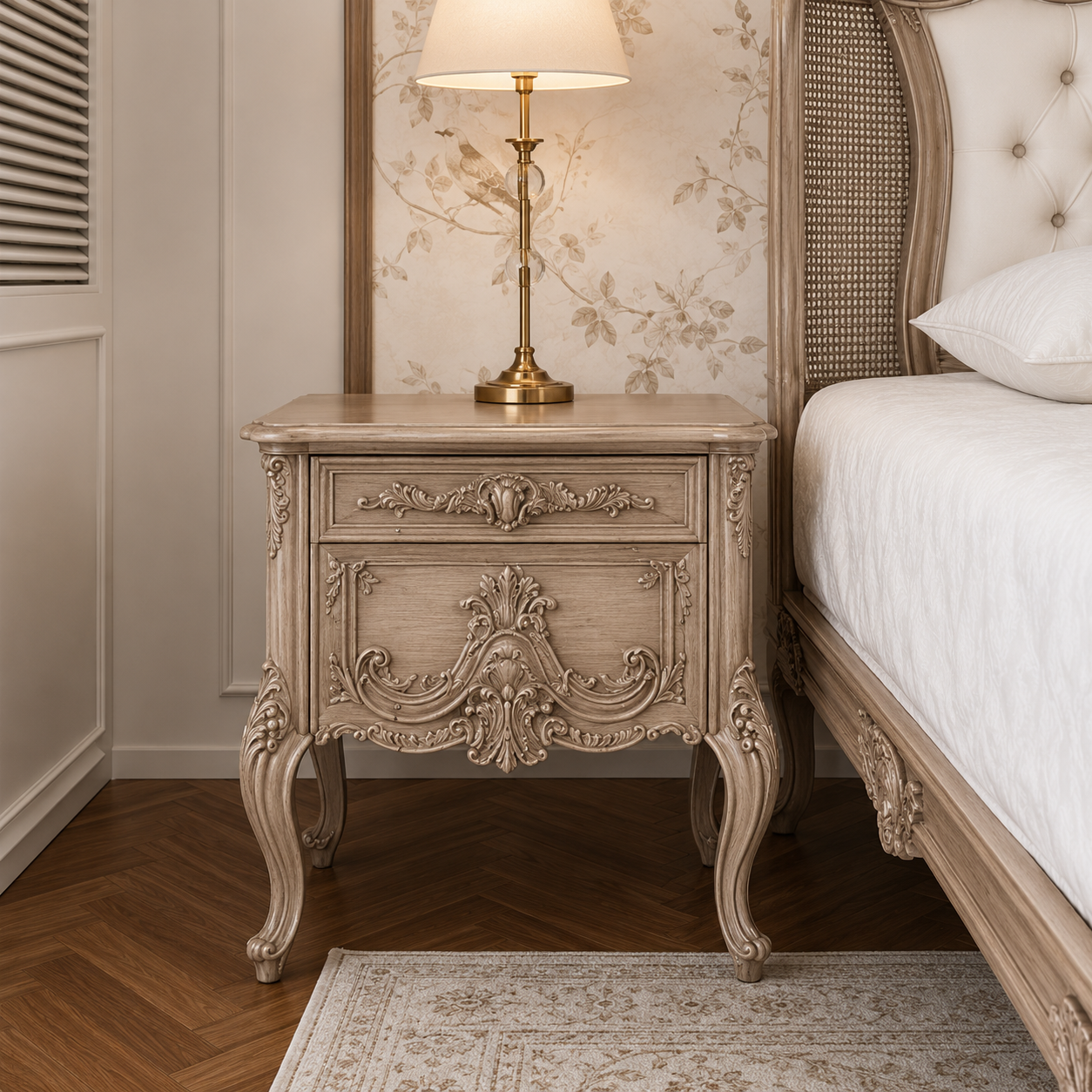 Royal Hand-Carved Luxury Upholstered Bed