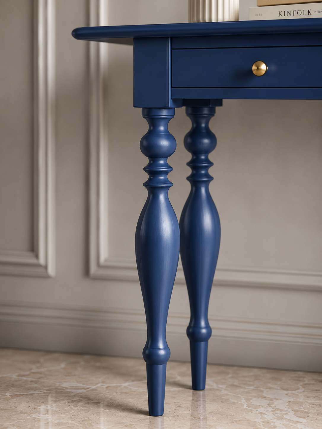 Modern Blue Teakwood Console Table