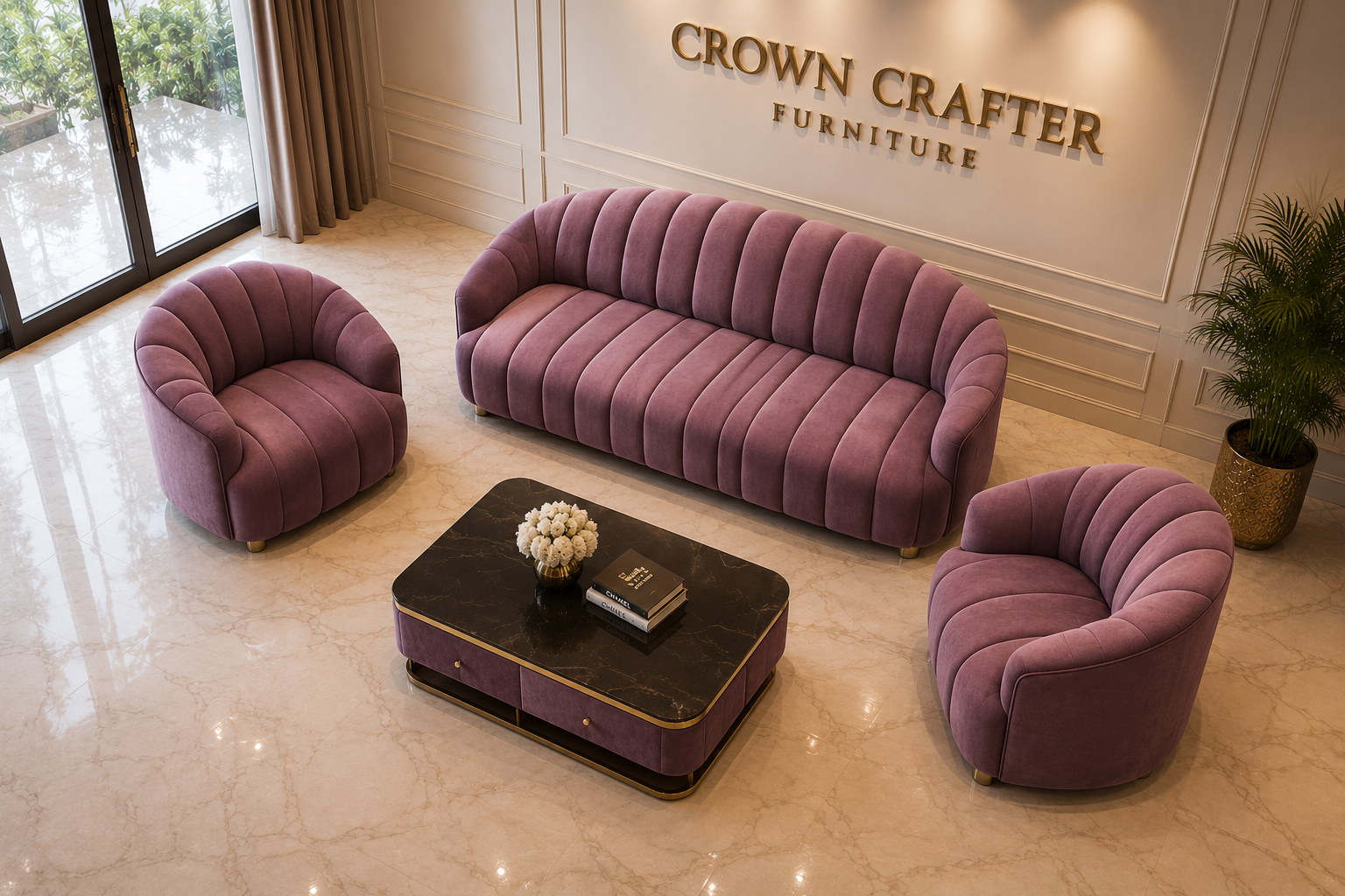   Modern Curved Sofa Set