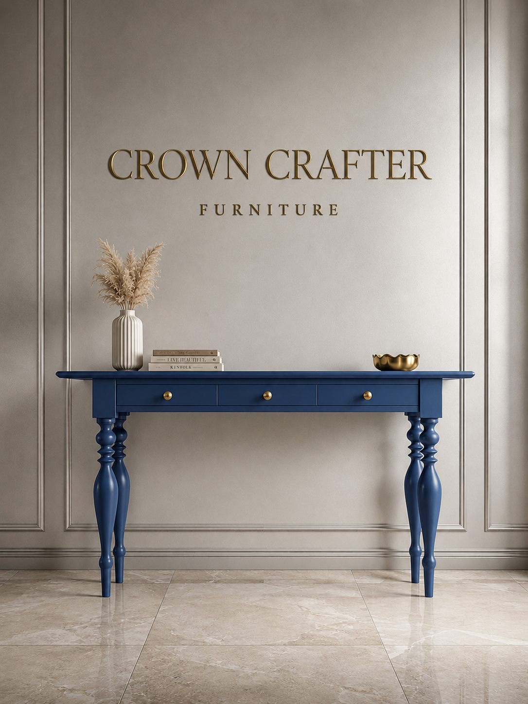 Modern Blue Teakwood Console Table