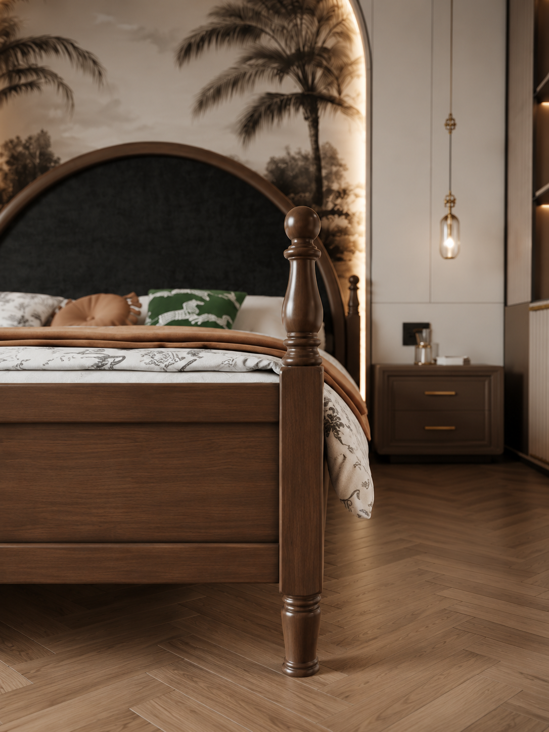 Modern Solid Teakwood Platform Bed.