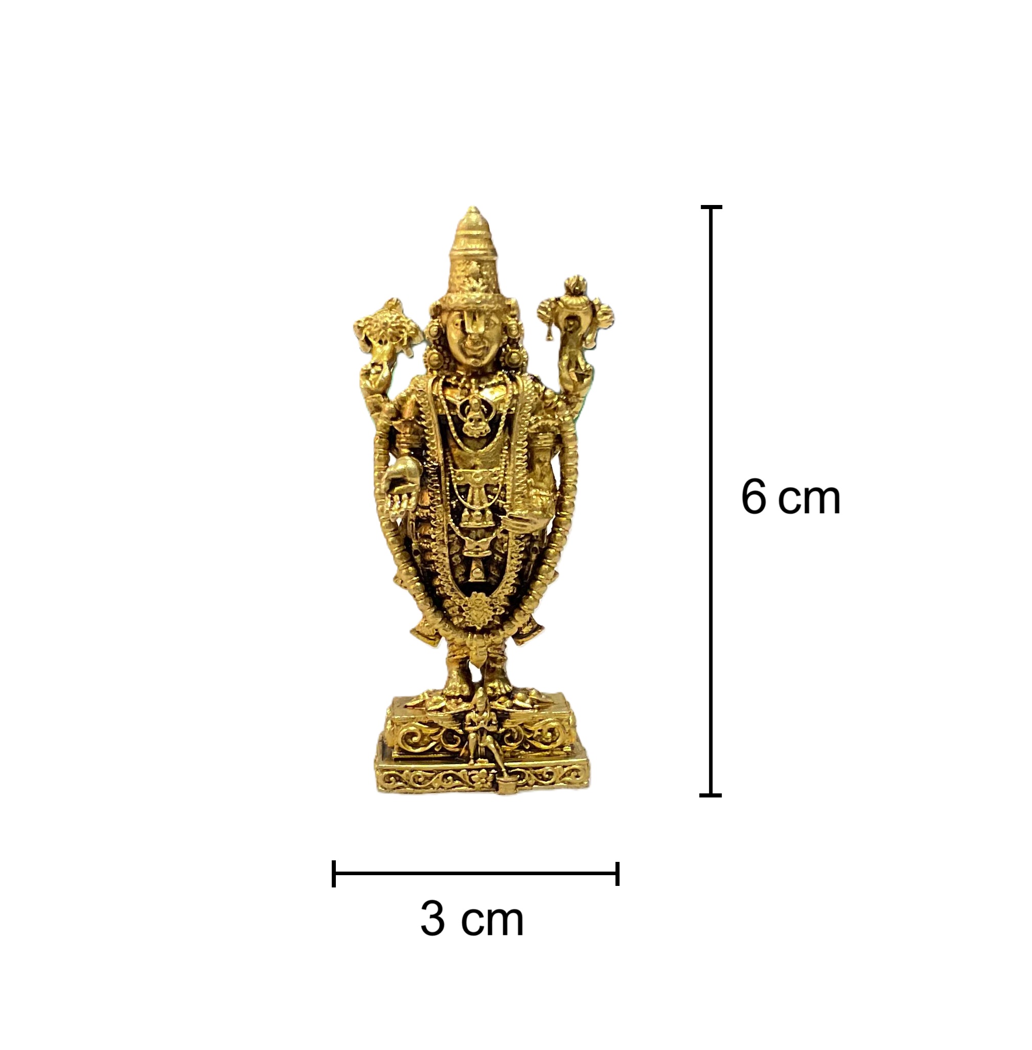 Mini Brass Tirupati Balaji Idol – 6 cm Sacred Lord Venkateswara Murti | Brass Venkateswara Balaji Idol