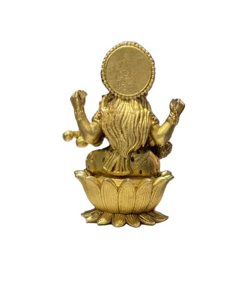 Saraswati Ji Brass Idol – 8 cm Goddess Statue Sitting on Lotus for Puja & Study Room
