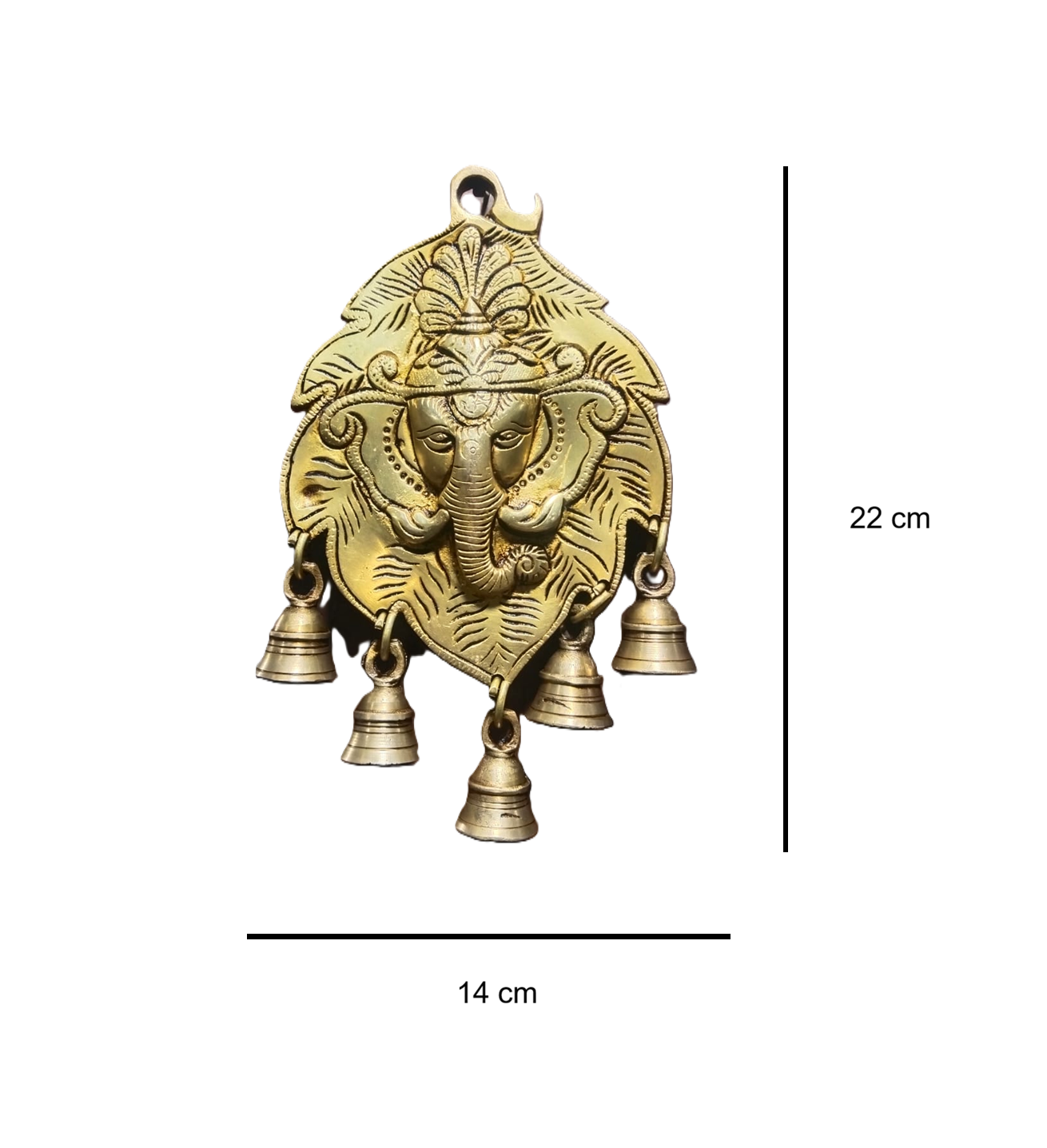 Brass Ganesh Ji Wall Hanging with Bells | Divine Ganesh Ji Brass Wall Showpiece with Ghungroo - 22 cm