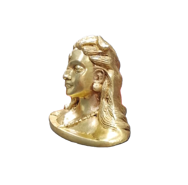 Brass Lord Shiva Bust Statue, Meditating Pose, 11.5 x 8.5 cm, Gold Finish