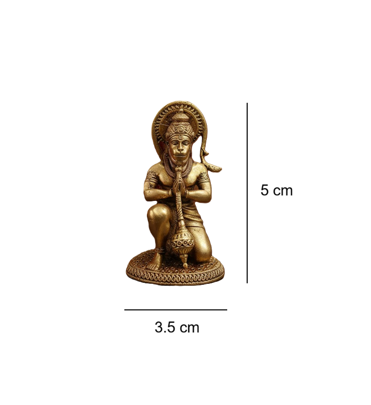 Brass Made Mini Hanuman Ji Statue for Pooja and Home Decor 