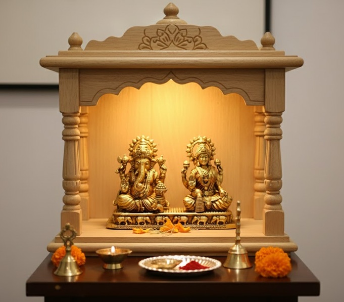 Brass Ganesh Lakshmi Statue, Hindu Deity Figurine, Gold Finish, Religious Home Decor