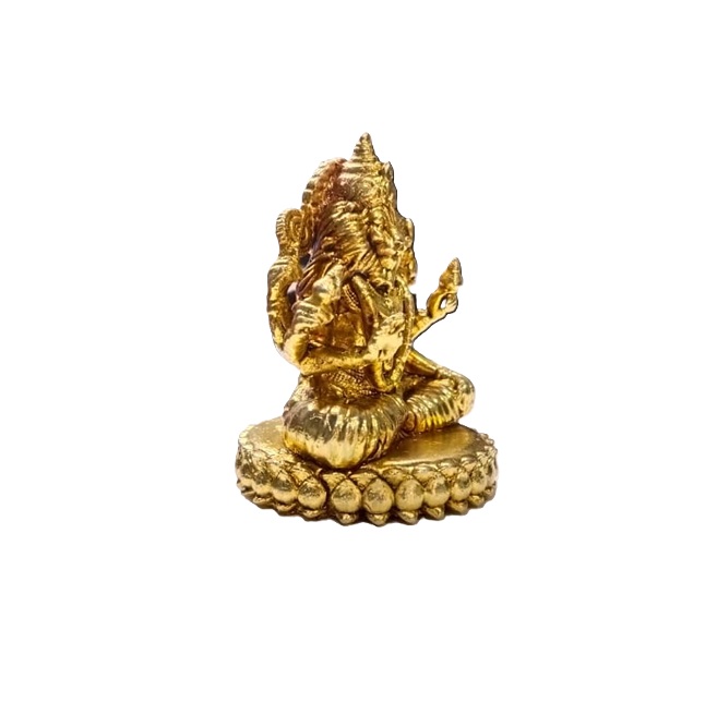 Brass Lord Narasimha Vishnu Avatar Statue - 4-Armed Lion God Spiritual Decor 